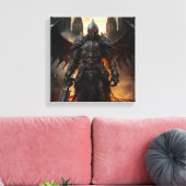 Middeleeuwse Engel Warrior - Uitgerekte Canvas Pri (Insitu (Woonkamer))