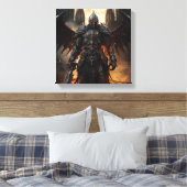 Middeleeuwse Engel Warrior - Uitgerekte Canvas Pri (Insitu (Slaapkamer))