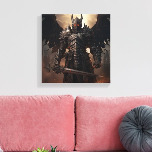 Middeleeuwse Engel Warrior - Uitgerekte Canvas Pri Afdruk (Insitu (Woonkamer))