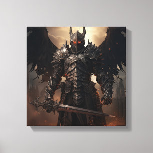 Middeleeuwse Engel Warrior - Uitgerekte Canvas Pri Afdruk