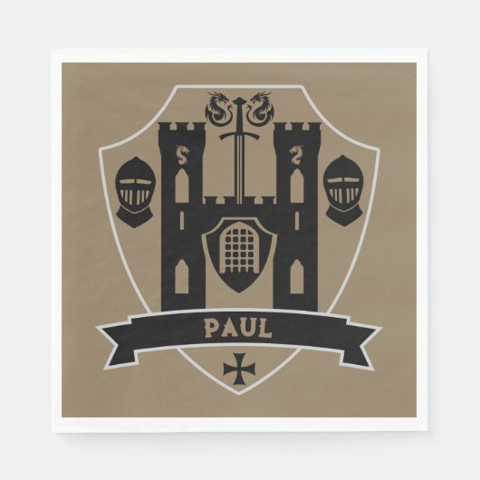 Middeleeuwse Engelse Ridder Draak Servet (Voorkant)