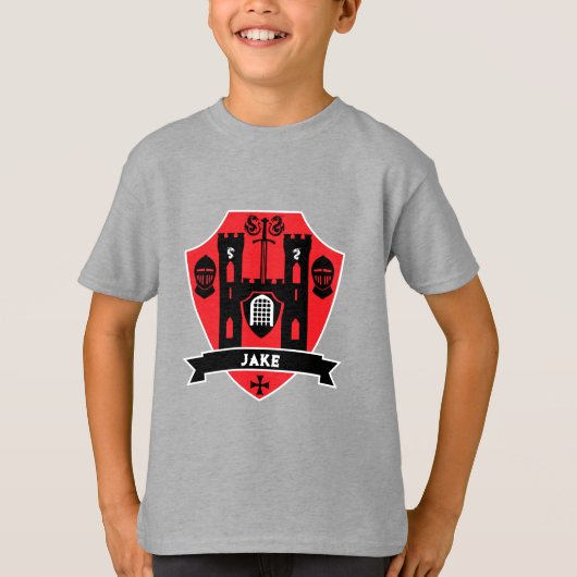 Middeleeuwse Engelse Ridder Draak T-shirt (Voorkant)