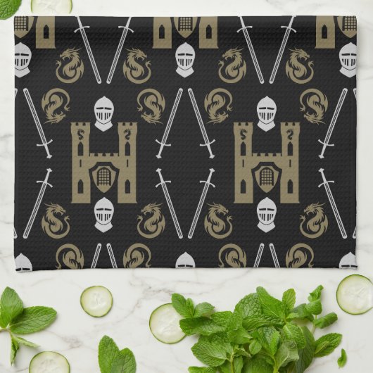 Middeleeuwse Engelse Ridder Draak Theedoek (Gevouwen)