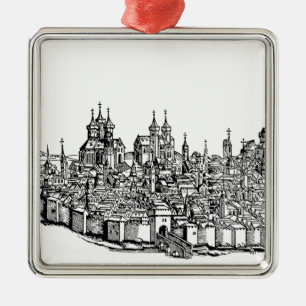 Middeleeuwse Erfurt Premium Kroniek van Thüringen Metalen Ornament