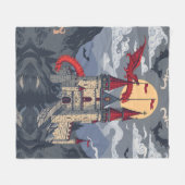 Middeleeuwse fantasie: draak en kasteel fleece deken (Voorkant (Horizontaal))