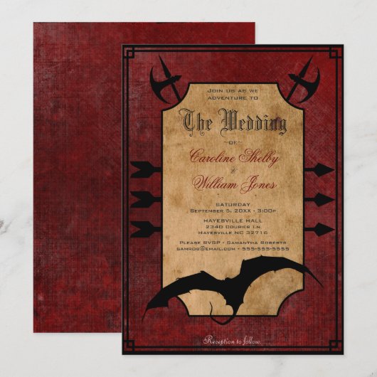 Middeleeuwse Fantasie Draak Trouw Uitnodiging (Voorkant / Achterkant)