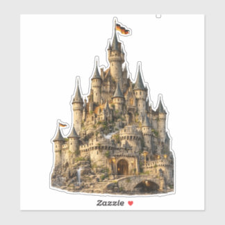 Middeleeuwse Fantasie Kasteel Glanzend Helder Verz Sticker