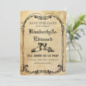 Middeleeuwse fantasie Middeleeuwen gravure Save The Date (Staand voorkant)