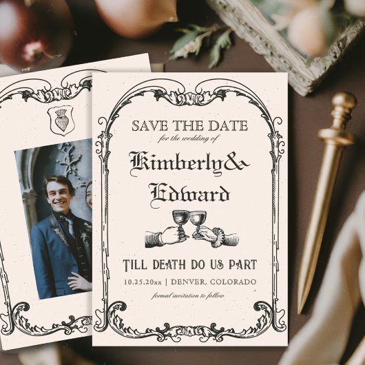 Middeleeuwse fantasie Middeleeuwen gravure Save The Date