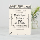 Middeleeuwse fantasie Middeleeuwen gravure Save The Date (Staand voorkant)