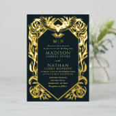 middeleeuwse fantasie uil bruiloft uitnodiging (Staand Voorkant)