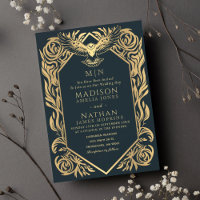 middeleeuwse fantasie uil bruiloft uitnodiging