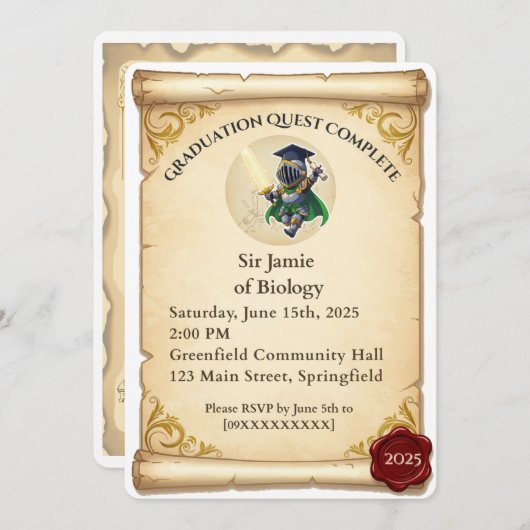 Middeleeuwse Fantasy Afstuderen Uitnodiging (Voorkant / Achterkant)