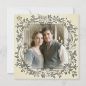 Middeleeuwse Fantasy Antieke Zwarte Ets Foto Save The Date (Achterkant)