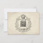 Middeleeuwse Fantasy Antieke Zwarte Etsing Bruilof RSVP Kaartje (Achterkant)