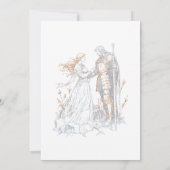 Middeleeuwse Fantasy Blauwe & Gouden Etsing Bruilo Kaart (Achterkant)