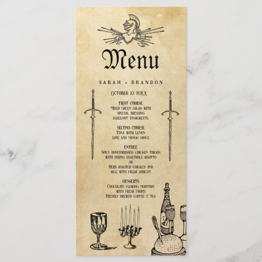 Middeleeuwse Fantasy bruiloft Menu (Voorkant)