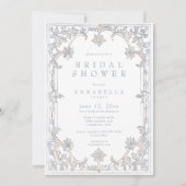Middeleeuwse Fantasy Frame Blauw Goud Bruiloftsfee Kaart (Voorkant)