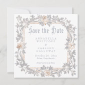 Middeleeuwse Fantasy Frame Blauw Goud Ets Foto Save The Date (Voorkant)