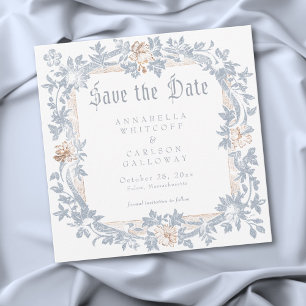 Middeleeuwse Fantasy Frame Blauw Goud Etsing Bruil Save The Date