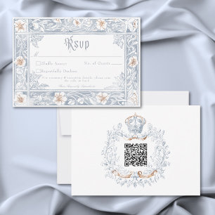 Middeleeuwse Fantasy Frame Blauw Goud Etst Trouwfe RSVP Kaartje
