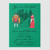 Middeleeuwse Fantasy Green Wedding SaveDate Uitnod Vellum Uitnodigingen (Voorkant)