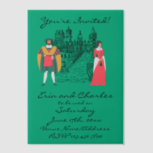 Middeleeuwse Fantasy Green Wedding SaveDate Uitnod Vellum Uitnodigingen