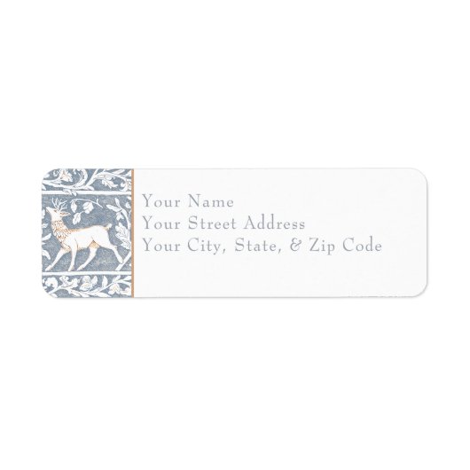 Middeleeuwse Fantasy Hert Blauw Goud Etstempel Bru Etiket (Voorkant)