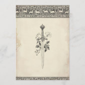 Middeleeuwse Fantasy Zwarte Vintage Etsing Bruilof Menu (Achterkant)