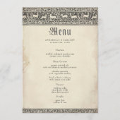 Middeleeuwse Fantasy Zwarte Vintage Etsing Bruilof Menu (Voorkant)
