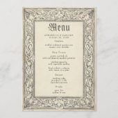 Middeleeuwse Fantasy Zwarte Vintage Etsing Bruilof Menu (Voorkant)