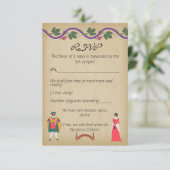 middeleeuwse faux perkament grapevine bruiloft RSVP kaartje (Staand voorkant)