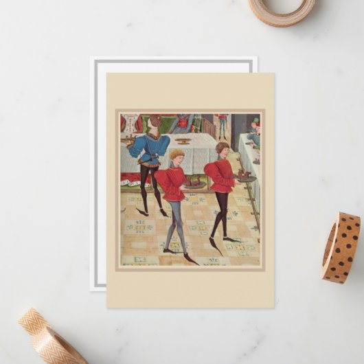 Middeleeuwse Feestviering Flat Note Kaart Notitiekaartje (Voorkant / Achterkant in situ)