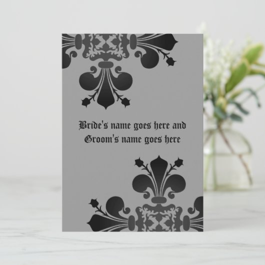 Middeleeuwse fleur de lis bruiloft kaart (Staand voorkant)