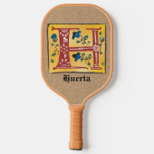 Middeleeuwse Floral, verlicht Letter H Monogram Pickleball Paddle (Achterkant)