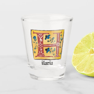 Middeleeuwse Floral, verlicht Letter H Monogram Shot Glas