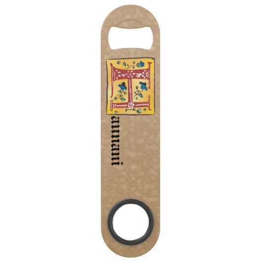 Middeleeuwse Floral, verlicht Letter H Monogram Speed Flessenopener (Voorkant)