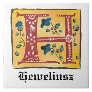 Middeleeuwse Floral, verlicht Letter H Monogram Tegeltje