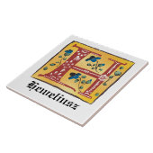 Middeleeuwse Floral, verlicht Letter H Monogram Tegeltje (Zijkant)