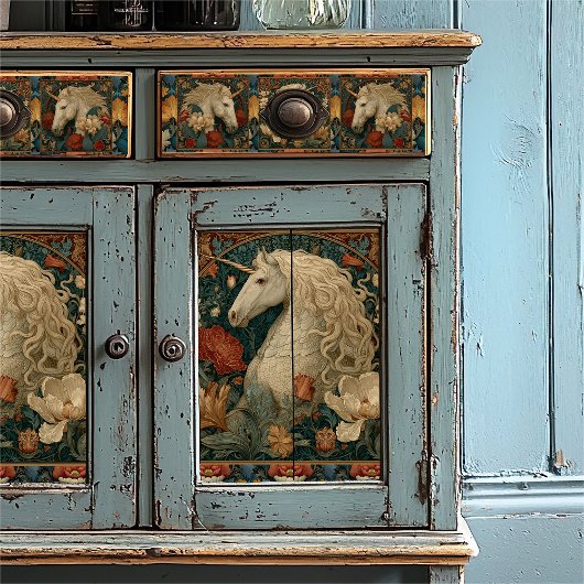 Middeleeuwse Floral William Morris Style Unicorn Tissuepapier