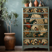 Middeleeuwse Floral William Morris Style Unicorn Tissuepapier