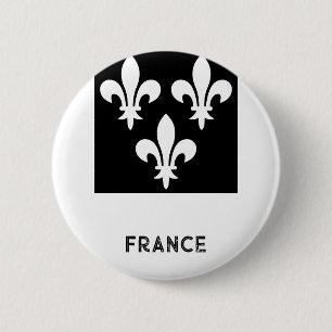 Middeleeuwse Franse Heraldische Print Monochrome K Ronde Button 5,7 Cm