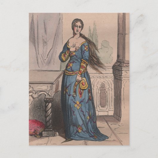 Middeleeuwse Franse kleding onder Karel VI Briefkaart (Voorkant)