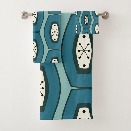 Middeleeuwse Funky Chain Turquoise Bad Handdoek (Insitu)