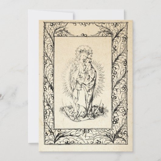 Middeleeuwse geboorte Maria en Jezus Heilige Grens Feestdagenkaart (Voorkant)