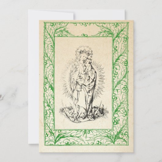 Middeleeuwse geboorte Maria en Jezus Heilige Grens Feestdagenkaart (Voorkant)