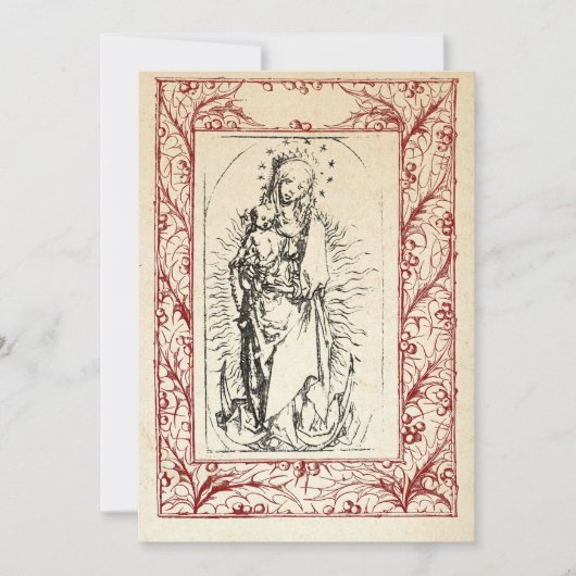 Middeleeuwse geboorte Maria en Jezus Heilige Grens Feestdagenkaart (Voorkant)