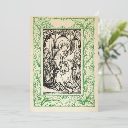 Middeleeuwse geboorte Maria en Jezus Heilige Grens Feestdagenkaart (Staand voorkant)