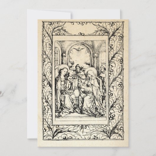 Middeleeuwse geboorte Maria en Jezus Heilige rand  Feestdagenkaart (Voorkant)