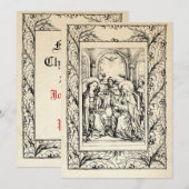 Middeleeuwse geboorte Maria en Jezus Heilige rand  Feestdagenkaart (Voorkant / Achterkant)